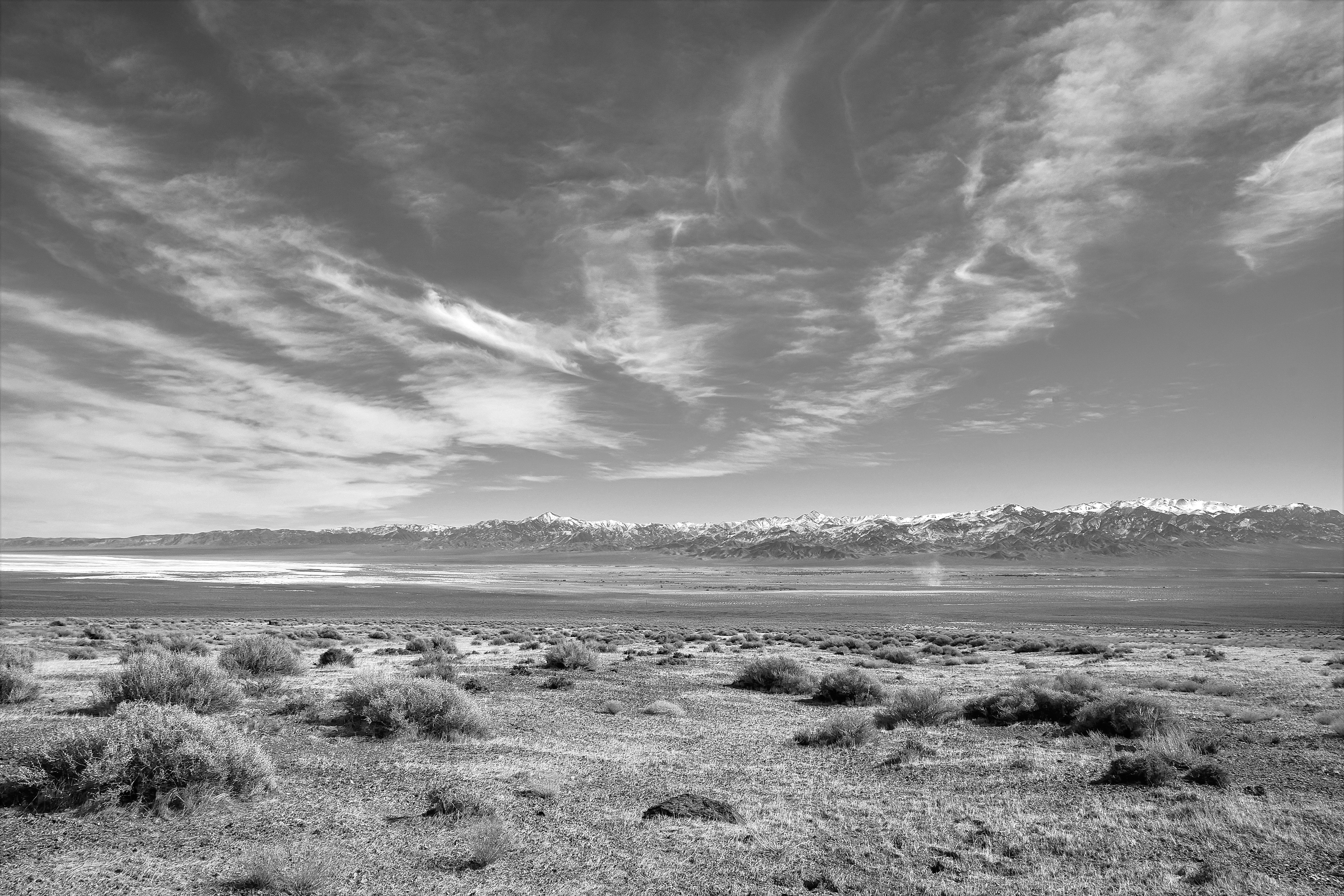 Black and white photograph of Big Sky, Dixie Valley, Nevada